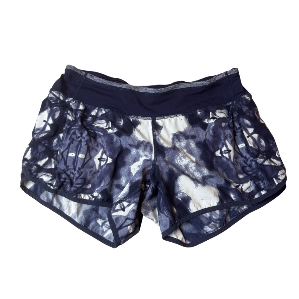 Lululemon Run Times Short Ii 4” Navy Abstract Print | Size 6